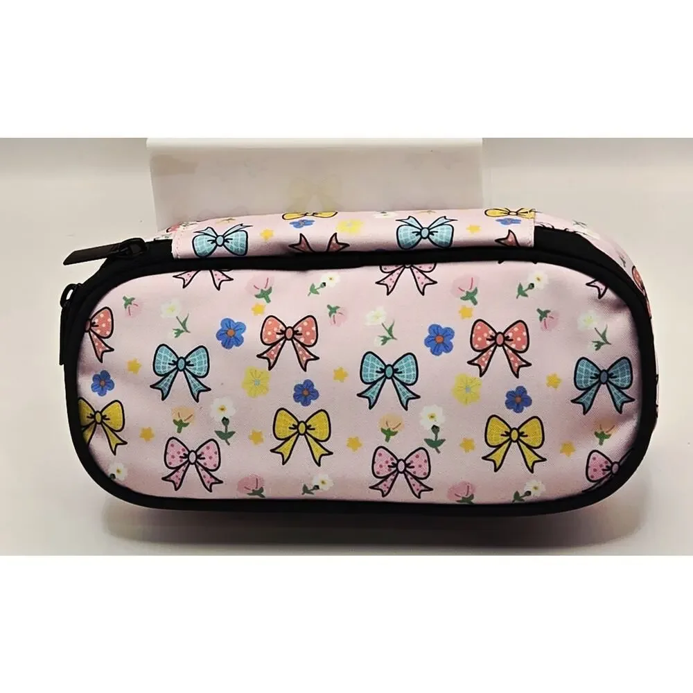 Cute Pink Bow Pencil Case Bag – Large Capacity Zipper Pouch for Girls, School Su